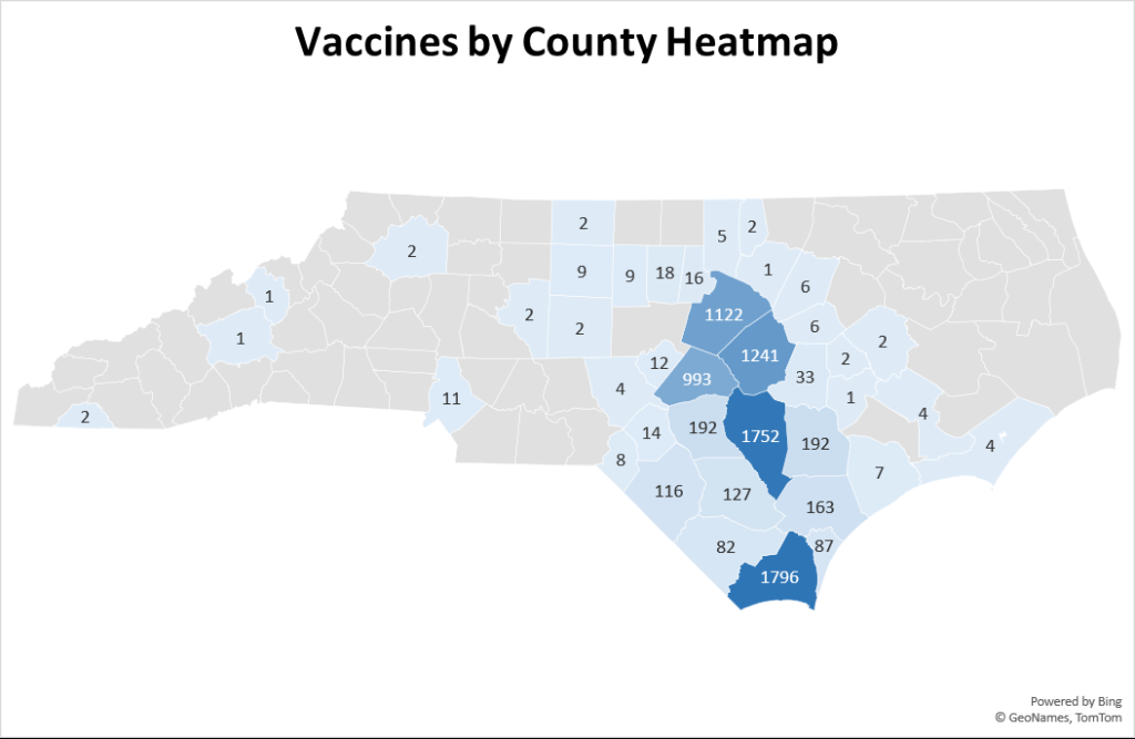 Vaccines by County Heatmap